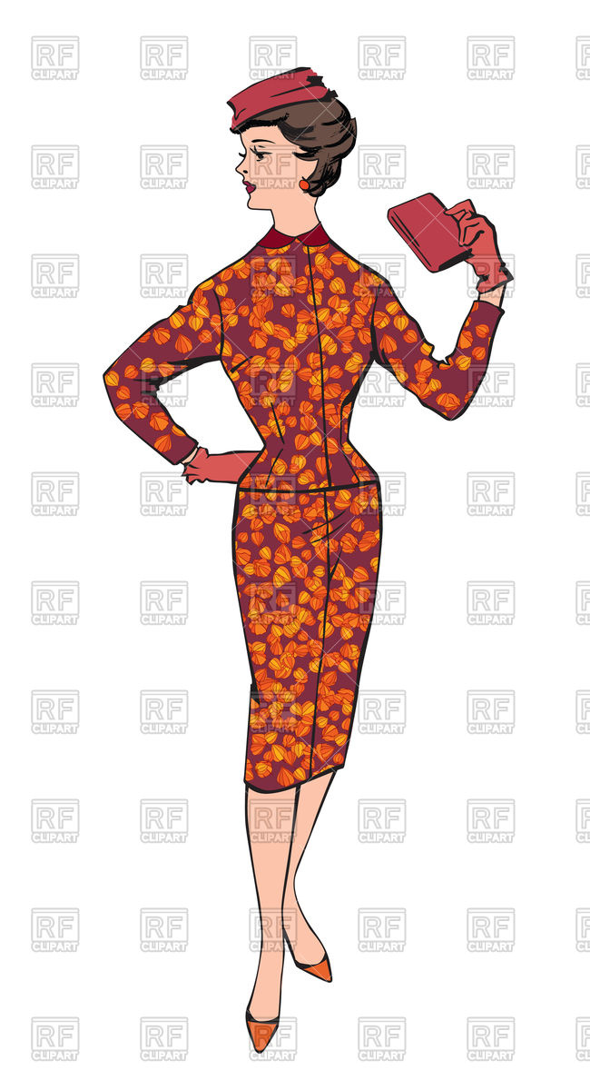 650x1200 Fashion Retro Woman With Handbag Vector Image Of People Terriana