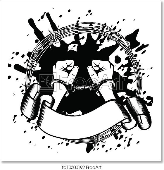 561x581 Free Art Print Of Hands In Handcuffs Vector Illustration Hands