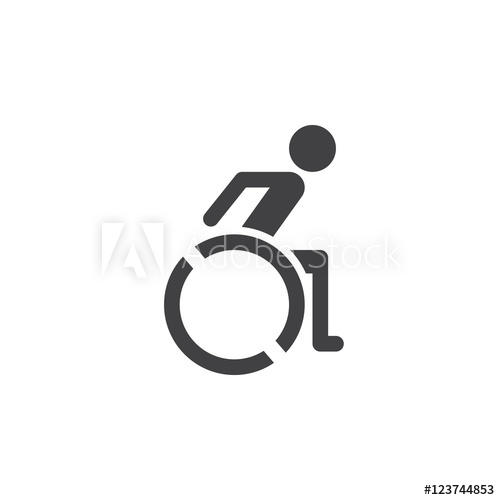 500x500 Wheelchair Icon Vector, Handicap Solid Logo Illustration