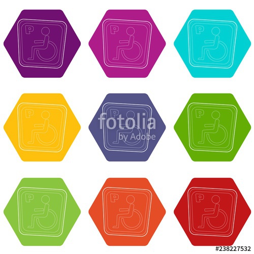 500x500 Handicap Parking Or Wheelchair Parking Icons Set Coloful