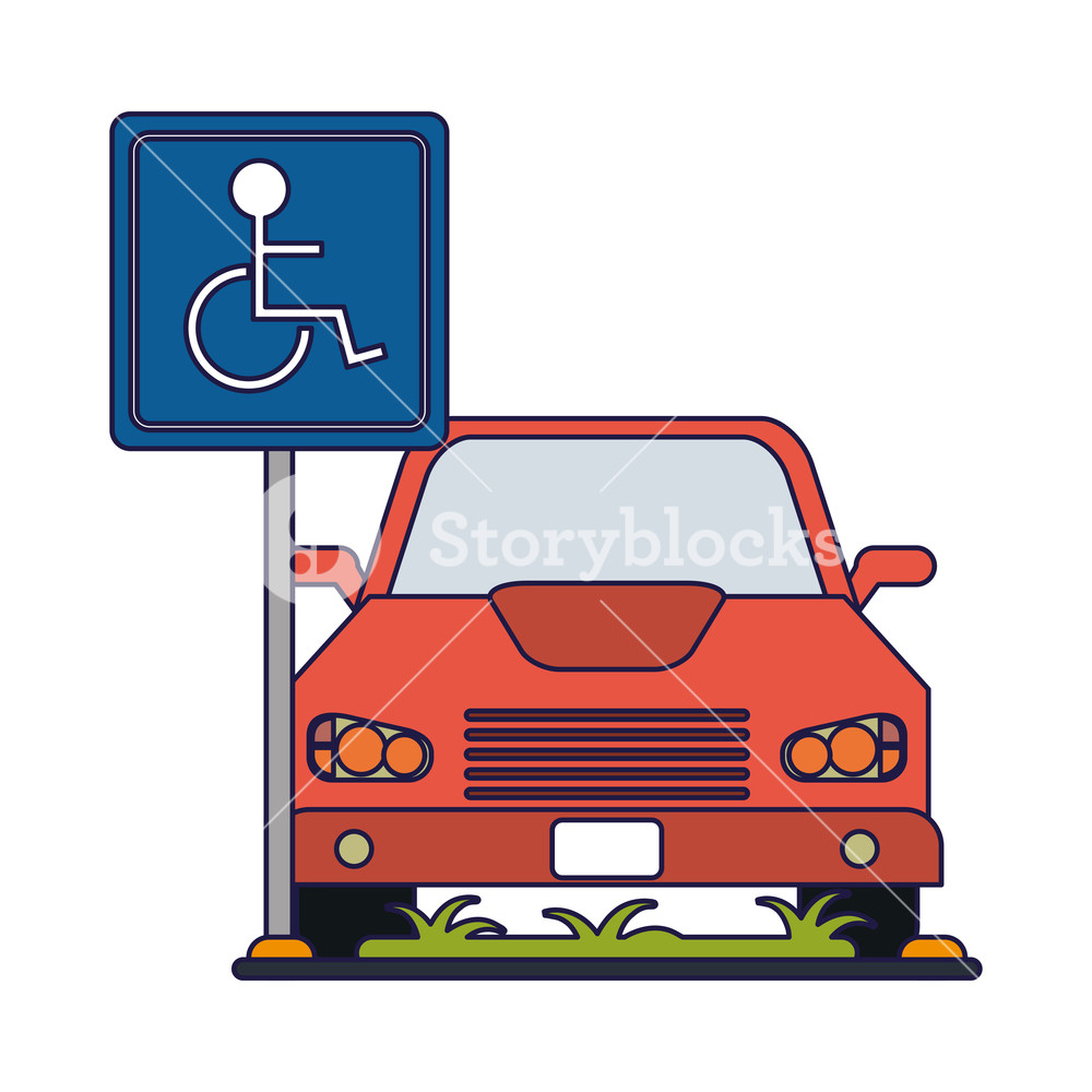 1000x1000 Car On Parking Handicap Zone Vector Illustration Graphic Design