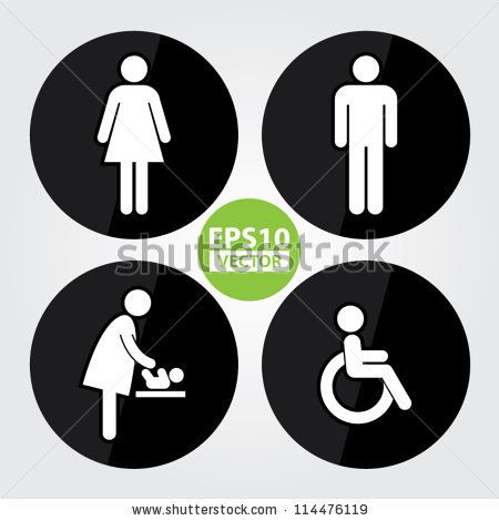 450x470 Black Circle Toilet Sign With Black Circle Background, Man Sign