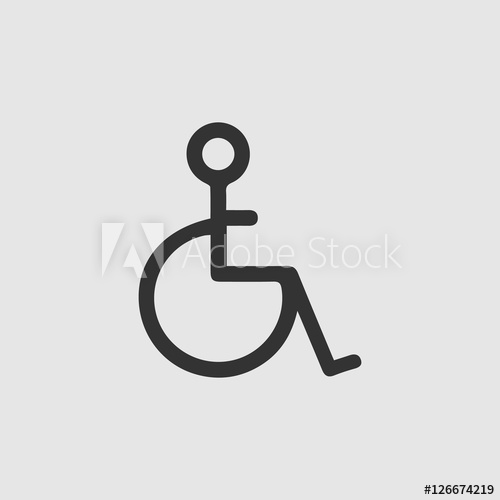 500x500 Wheelchair Vector Icon Disabled Handicapped Isolated Simple
