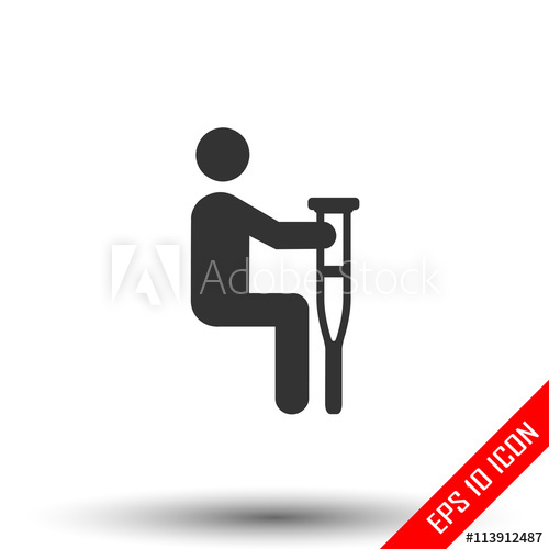 500x500 Handicap Person With Crutch Handicap Icon In Vector Format