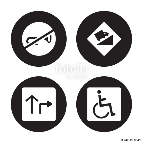 500x500 Vector Icon Set Horn, Highway, Hill, Handicap Isolated