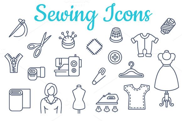 580x385 Sewing Icons Flat Vector Set Tools And Accessories For Tailoring