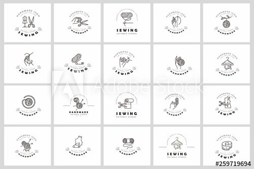 500x334 Vector Icon And Logo Sewing And Handmade Editable Outline Stroke