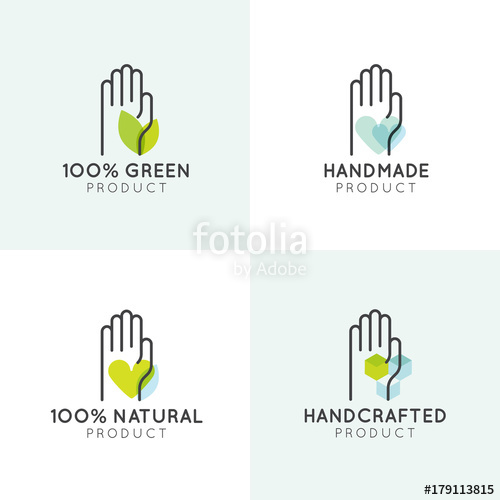 500x500 Vector Icon Style Set Of Emblems, Badges For Handcrafted Goods