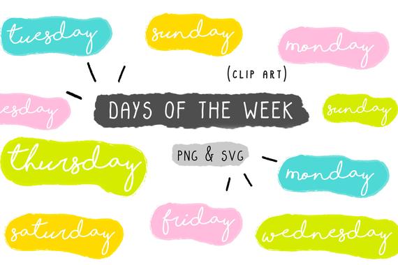 570x380 Days Of The Week Clip Art Handmade Vector Png Icon Etsy