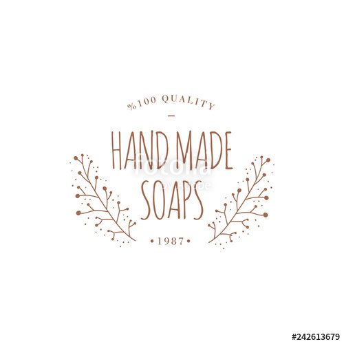 500x500 Handmade Soaps Hand Drawn Logo Design Vector Sign Lettering