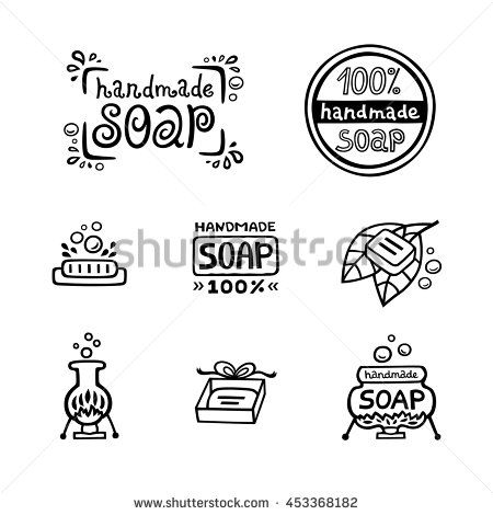 450x470 Hand Drawn Labels For Handmade Soap Bars Set Of Vector Logos