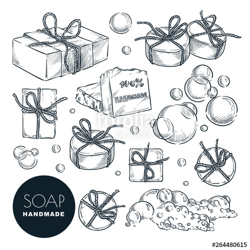 500x500 Hand Made Natural Soap Bar Set Bath And Spa, Hand Drawn Design