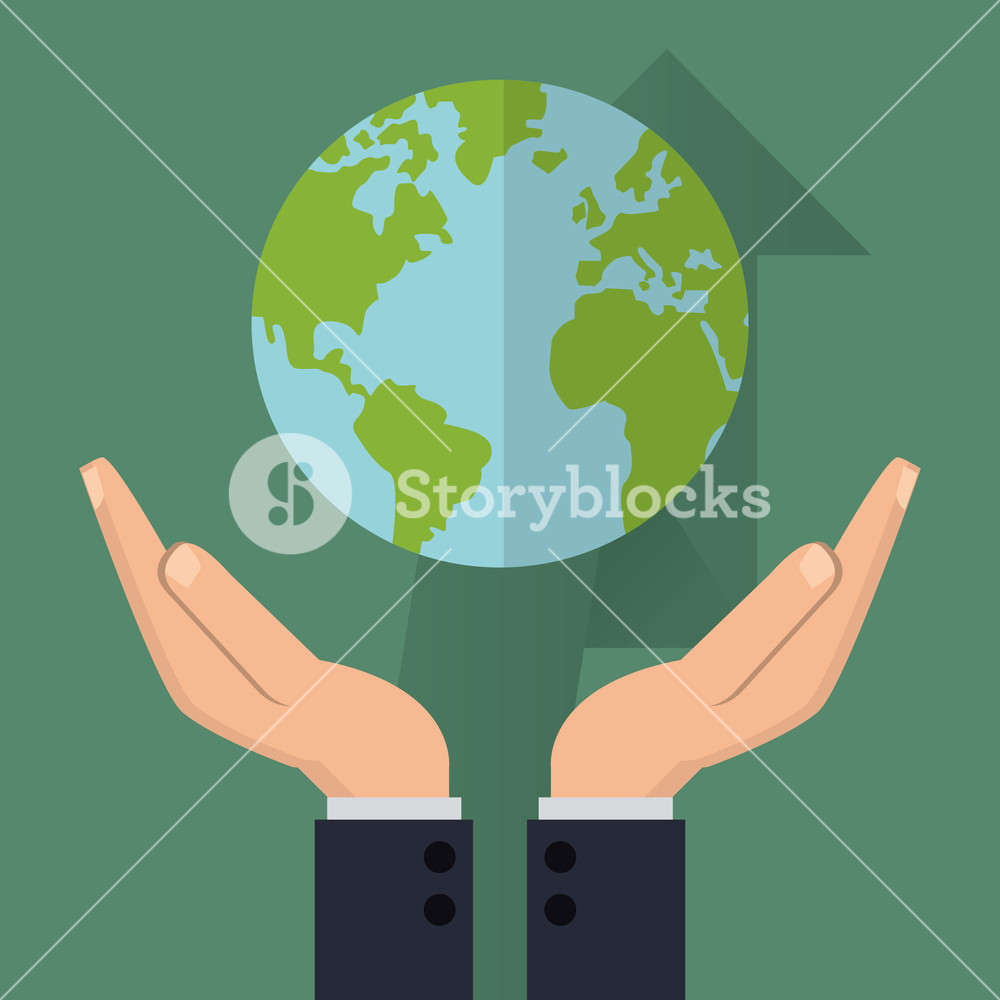 1000x1000 Flat Design Hands Holding Earth Globe Business Related Icons Image