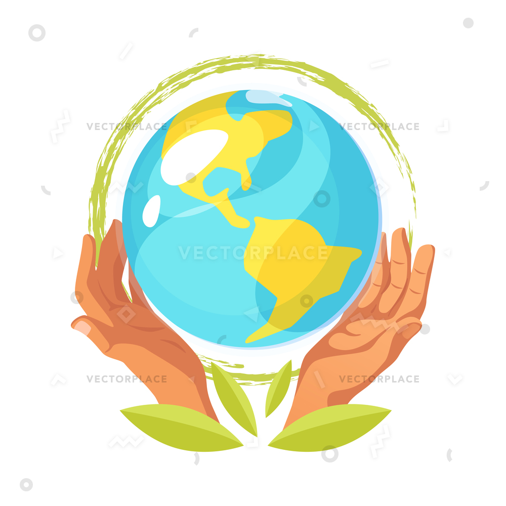 1000x1000 Ecological Concept Hands Holding Earth Icon Vector Illustration