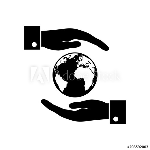 500x500 Hands Holding Globe Earth Web Black Icon Save Earth Concept