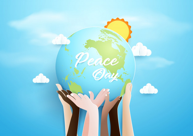 626x442 Hands Holding Globe Over Sky Background Vector Premium Download