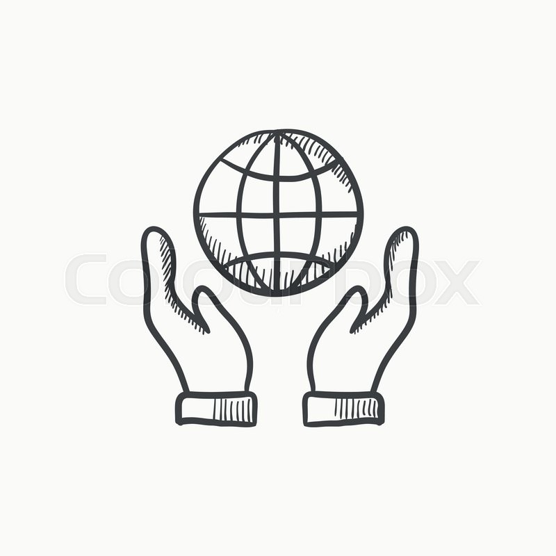 800x800 Two Hands Holding Globe Vector Sketch Stock Vector Colourbox