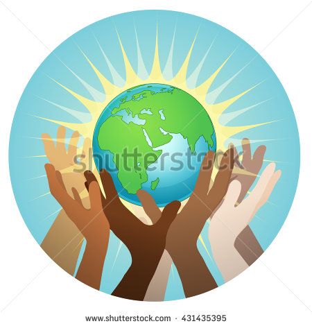 450x470 Hands With Earth, People Of The World Holding The Globe, Vector