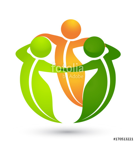 475x500 Leaf Figure People Holding Hands Together Vector Logo Stock Image