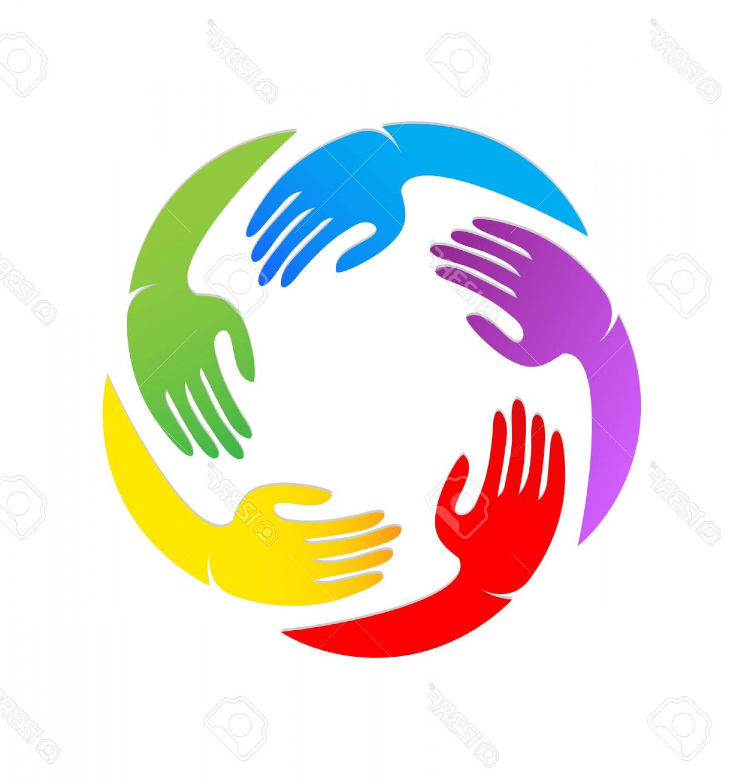 1480x1560 Photostock Vector Diverse Colorful Hands Coming Together Vector