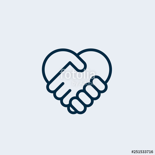500x500 Two Hands Together Heart Symbol Handshake Icon, Logo, Symbol