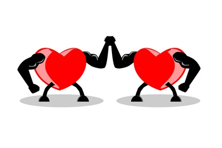 450x300 Two Strong Hearts Raising Hands Together Vector Illustration