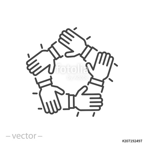 500x500 Team Hands Together, Business Partnership Concept, Line Icon