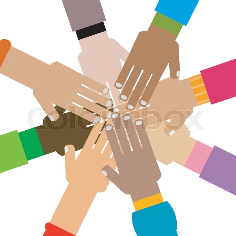 800x800 Diversity Hands Together Illustration Stock Vector Colourbox
