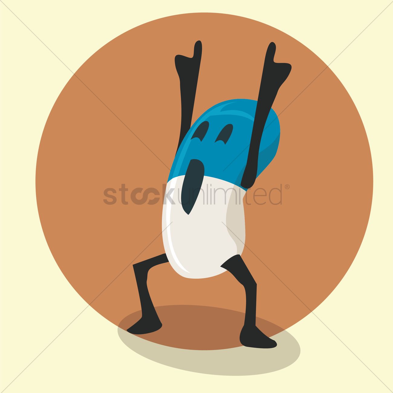 1300x1300 Pill Cartoon Celebrating Freedom With Hands Up Vector Image