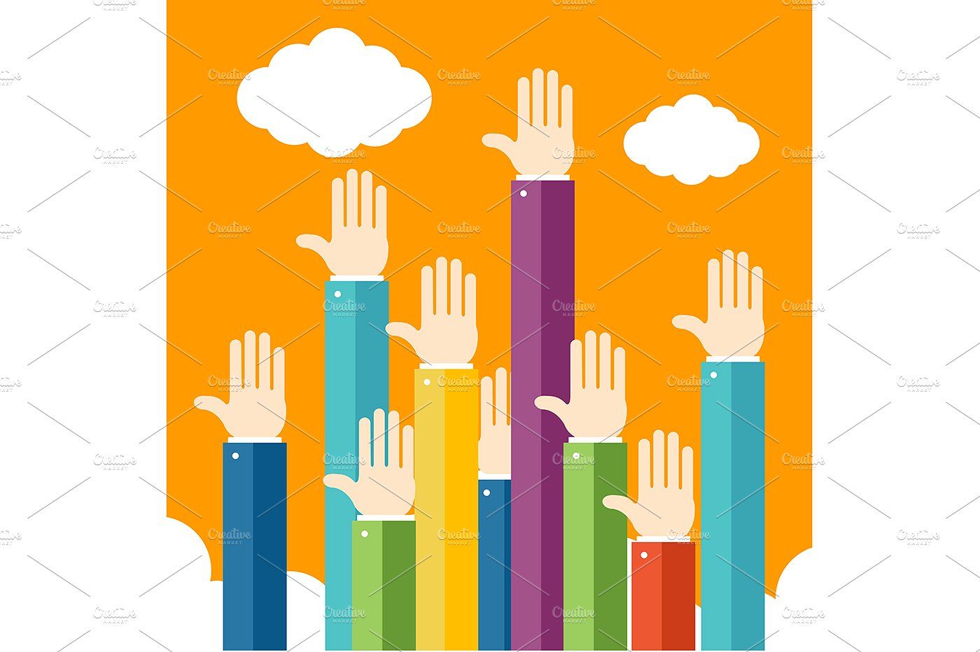 1400x932 Raised Hands Up Vector