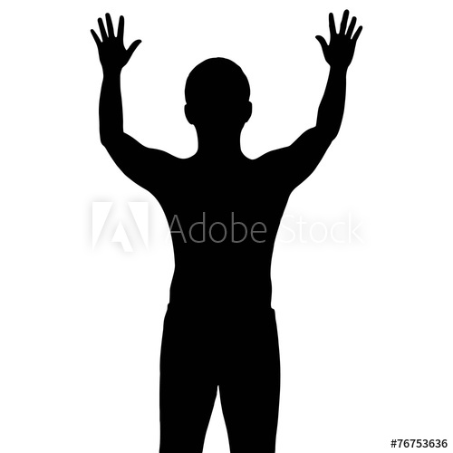 500x500 Silhouette Man With Show His Hands Up, Vector Format