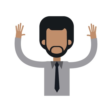 450x450 Character African Man Male Tie Hands Up Vector Illustration