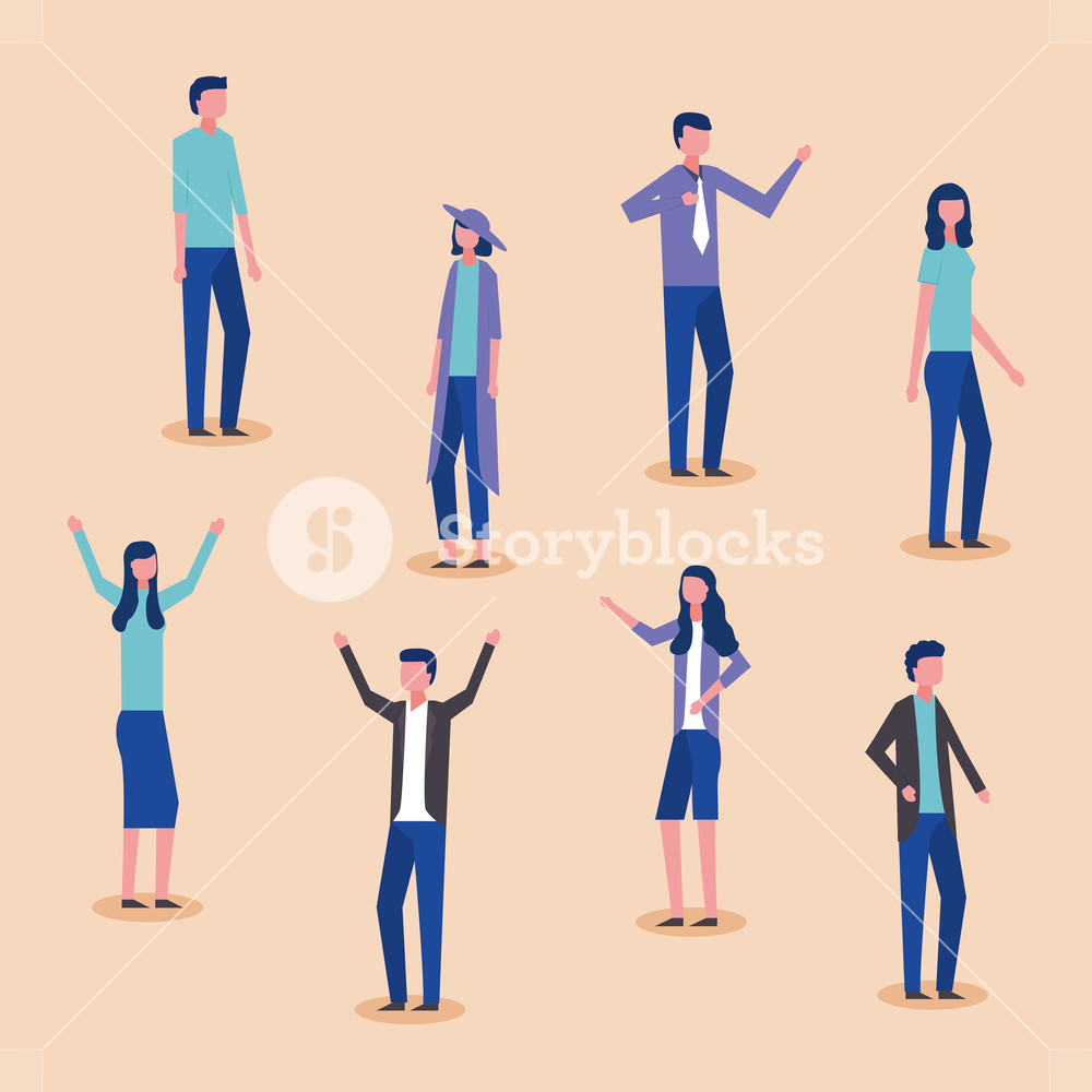 1000x1000 People Business Standing Hands Up Vector Illustration Royalty Free