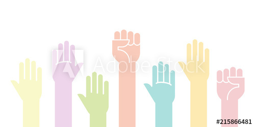 500x250 Colorful Fists Hands Up Vector Illustration Concept Of Unity