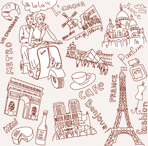 497x491 Handwriting Love With Paris Elements Vector Free Vector