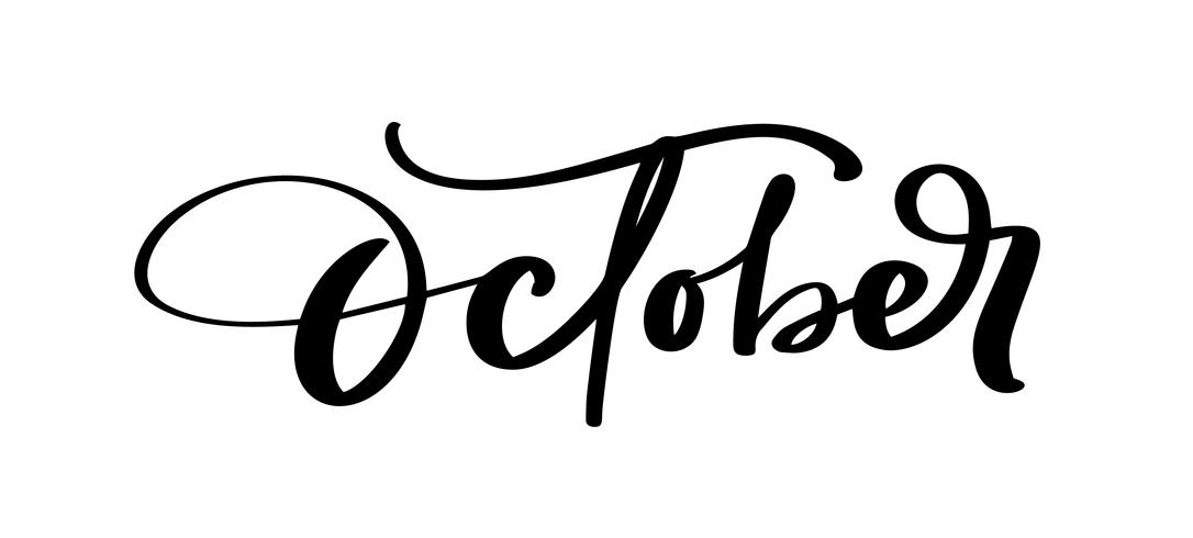 1086x490 October Vector Ink Lettering Handwriting Black On White Word