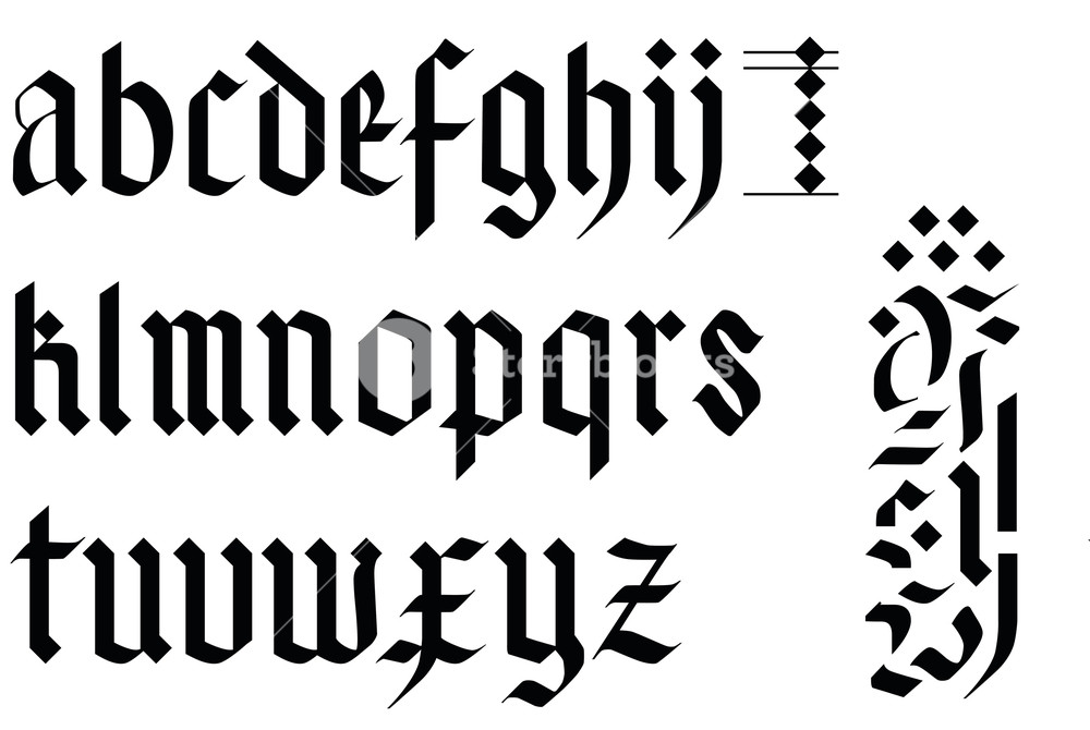 1000x670 Gothic Font Alphabet