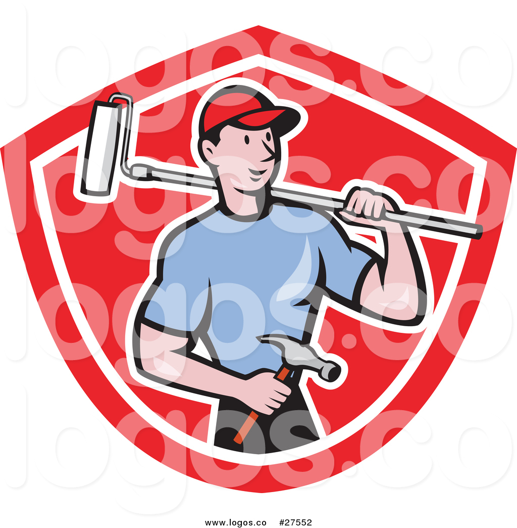 1024x1044 Royalty Free Vector Logo Of A Cartoon White Male Handyman