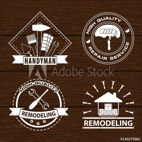 500x500 Set Of House Renovation Labels And Home Remodeling Logos Handyman