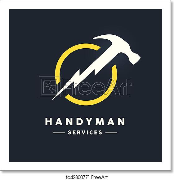 561x581 Free Art Print Of Handyman Logo With Abstract Hammer Flash Tool