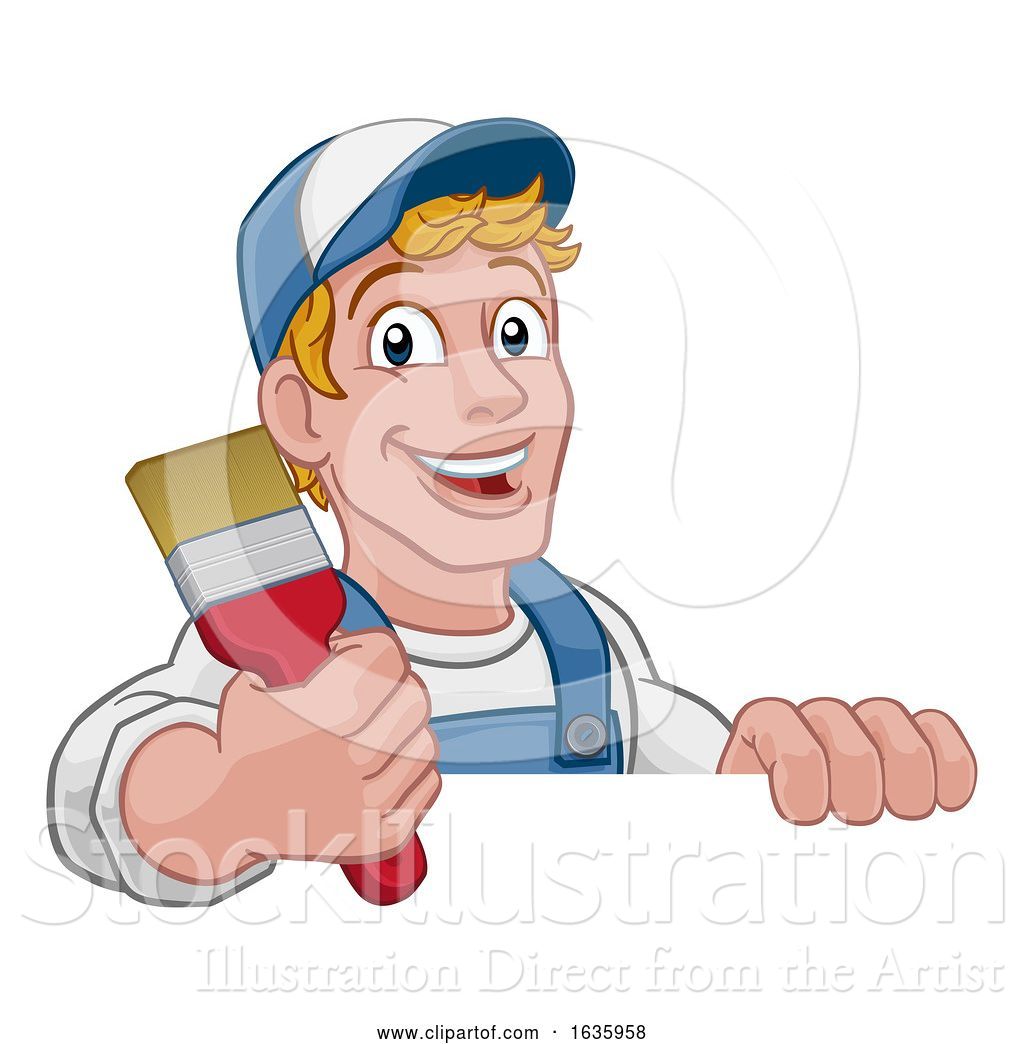 1024x1044 Vector Illustration Of Cartoon Painter Decorator Paintbrush