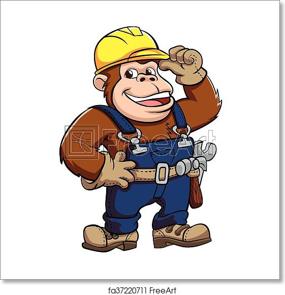 561x581 Free Art Print Of Cartoon Of A Gorilla Handyman Cartoon