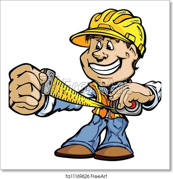 561x581 Free Art Print Of Happy Handyman Contractor Standing Cartoon