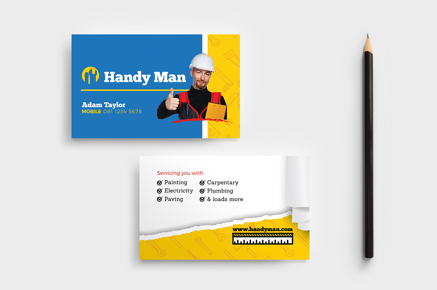 1440x957 Handyman Business Card Template Vector
