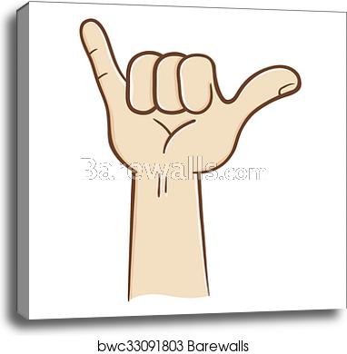 382x390 Hang Loose Hand Sign, Canvas Print Barewalls Posters Prints