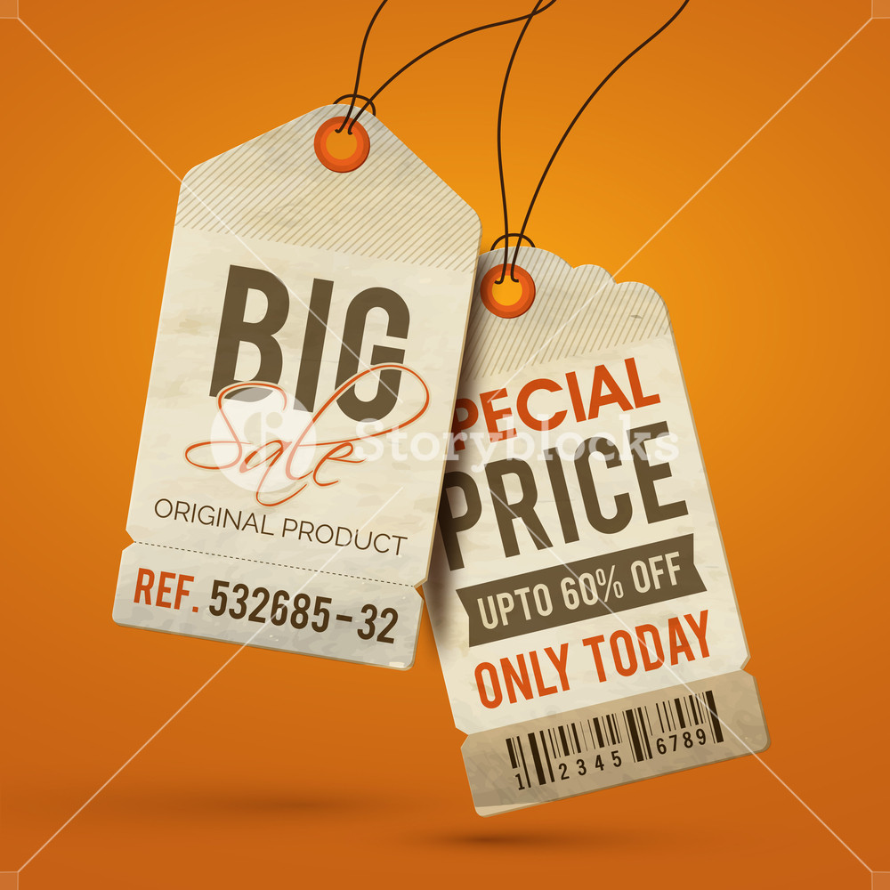 1000x1000 Vintage Style Big Sale Hang Tag, Vector Illustration Royalty Free