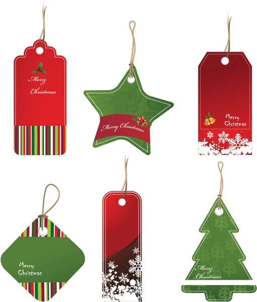 510x600 Christmas Hang Tag Templates Colored Flat Shapes Decor Free Vector