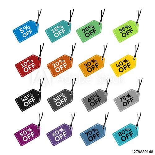 500x500 Discount Hang Tag Vector Template Flat Design Set Illustration