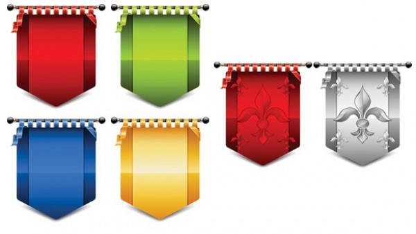 600x338 Colorful Flag Style Banners Vector Set