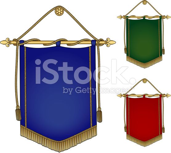556x495 Vector Illustration Of A Blank Hanging Banner With Golden Trim